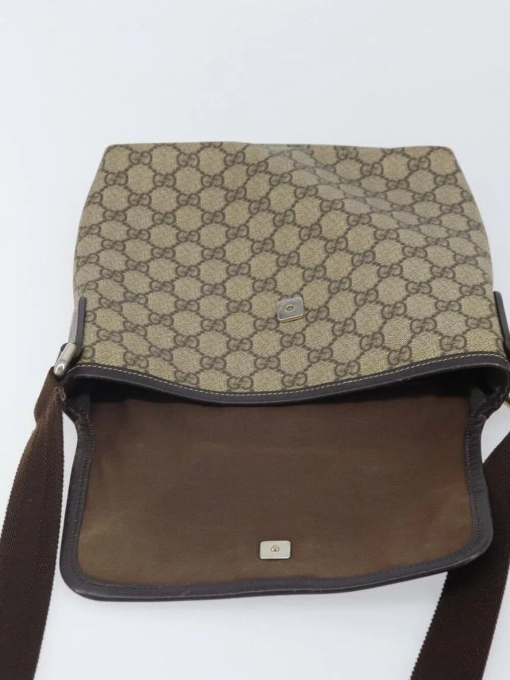 GUCCI GG Supreme Shoulder Bag PVC Beige Gold 223666 Auth 170370 - Picture 10 of 16